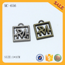 MC656 personalizado pequeno quadrado metal logotipo jóias tags com letras gravadas para pulseira